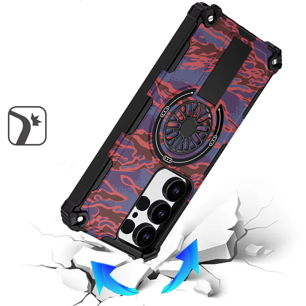 For Samsung Galaxy S26 Ultra Texture Design Stylish Invisible Kickstand Case, MagSafe Compatible Hybrid Shockproof Cover, Car Mount Friendly Case Cover