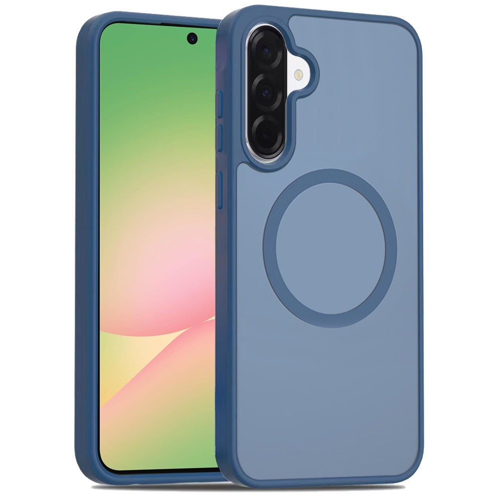 Phone Case for Samsung Galaxy A57 Magnetic Matte Hybrid Shockproof Smooth Grip Durable Camera Protection Anti-Slip Soft Touch TPU Armor Cover Blue