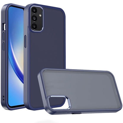 Phone Case for Samsung Galaxy A15 5G Polished Acrylic Hybrid TPU Slim Shockproof Metal Button Thick Durable Grip Camera Protection Anti-Scratch Cover Blue