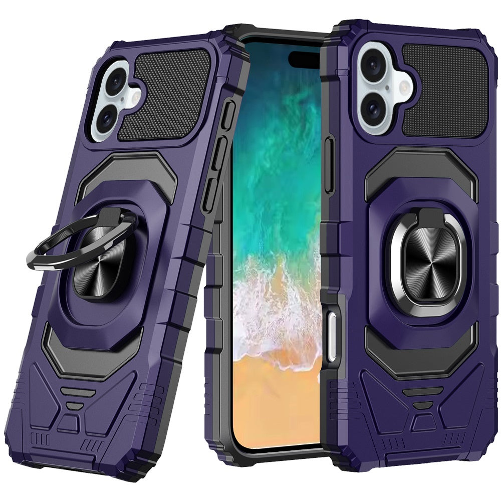 For Apple iPhone 16 Pro Max (6.9") Hybrid Dual Layer with Rotate Magnetic Ring Stand Holder Kickstand, Rugged Shockproof Case Cover