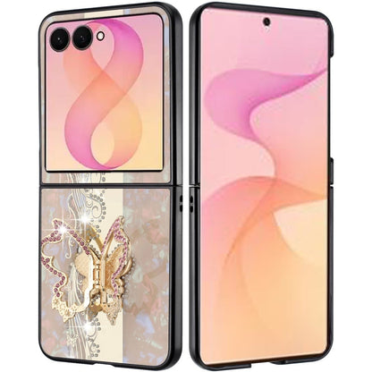 Phone Case for Samsung Galaxy Z Flip 8 Diamond 3D Fashion Floral Glitter Engraved Luxury Bling Hybrid Shockproof Chrome Edge Protective Grip Cover