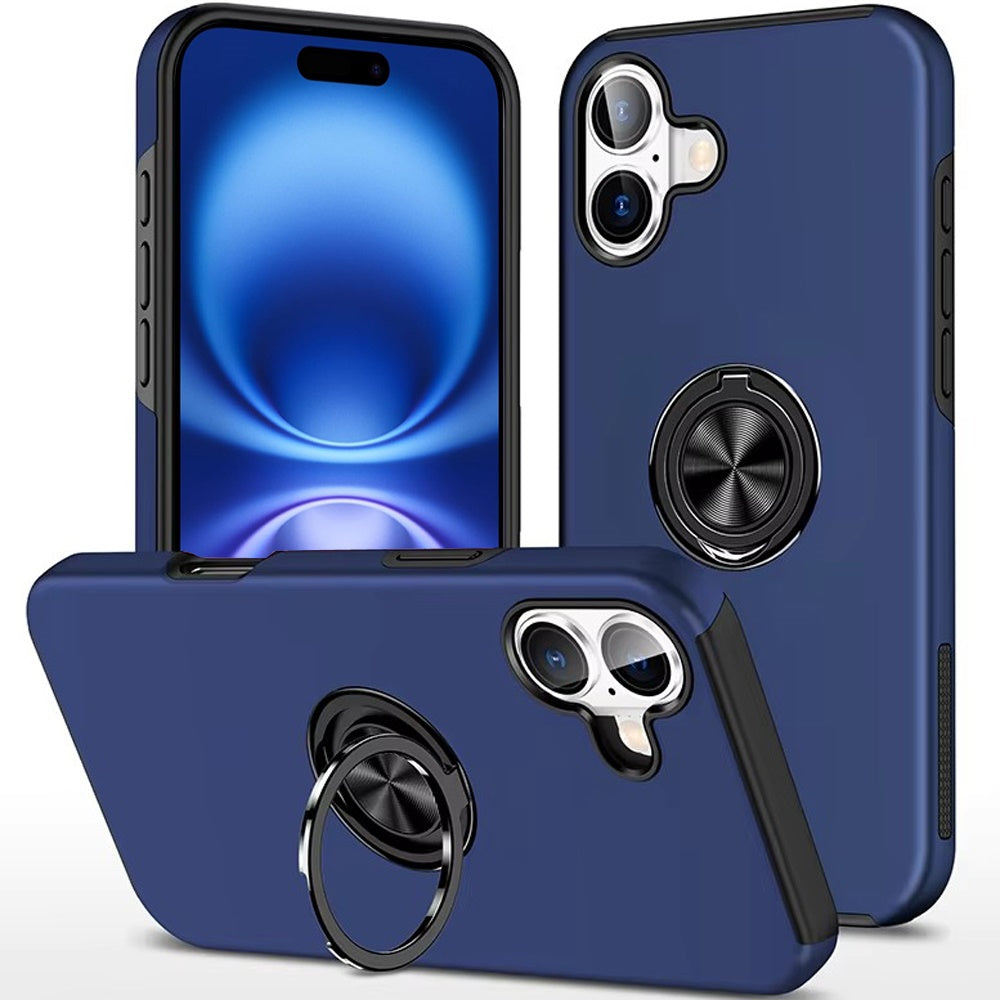 For Apple iPhone 17 AIR Hybrid 360 Degree Rotatable Metal Invisible Ring Stand Holder Slim Fit Magnetic Car Mount Shockproof Case Cover