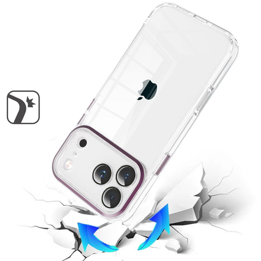 Transparent Clear Hybrid Metal Button Camera Guard Shockproof Gummy TPU Slim Protective Grip