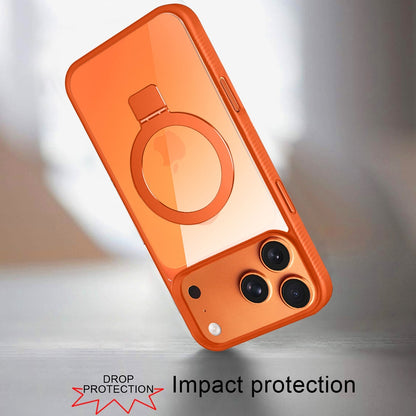 For Apple iPhone 17 Pro (6.3") Magnetic Circle Kickstand with MagSafe Compatibility, Matte Skin, Rugged Bumper, and Ring Holder Case Cover Black