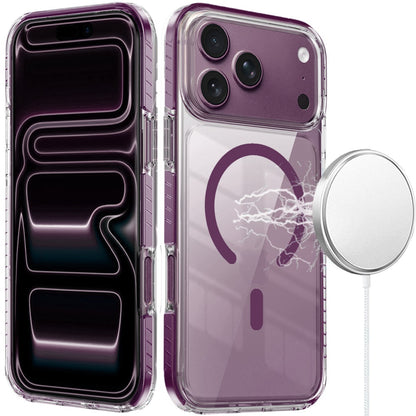 Phone Case for Apple iPhone 18 Pro Max/ iPhone 17 Pro Max Transparent Magnetic Shockproof Colored Edge Hybrid Case Slim Durable Grip Clear Protective Soft TPU Cover Purple