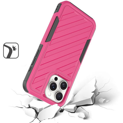 For Apple iPhone 16e Hybrid lined shockproof dual layer Rugged 2in1 Hard PC & Silicone TPU Non Slip Textured Tough Armor Case Cover Hot Pink