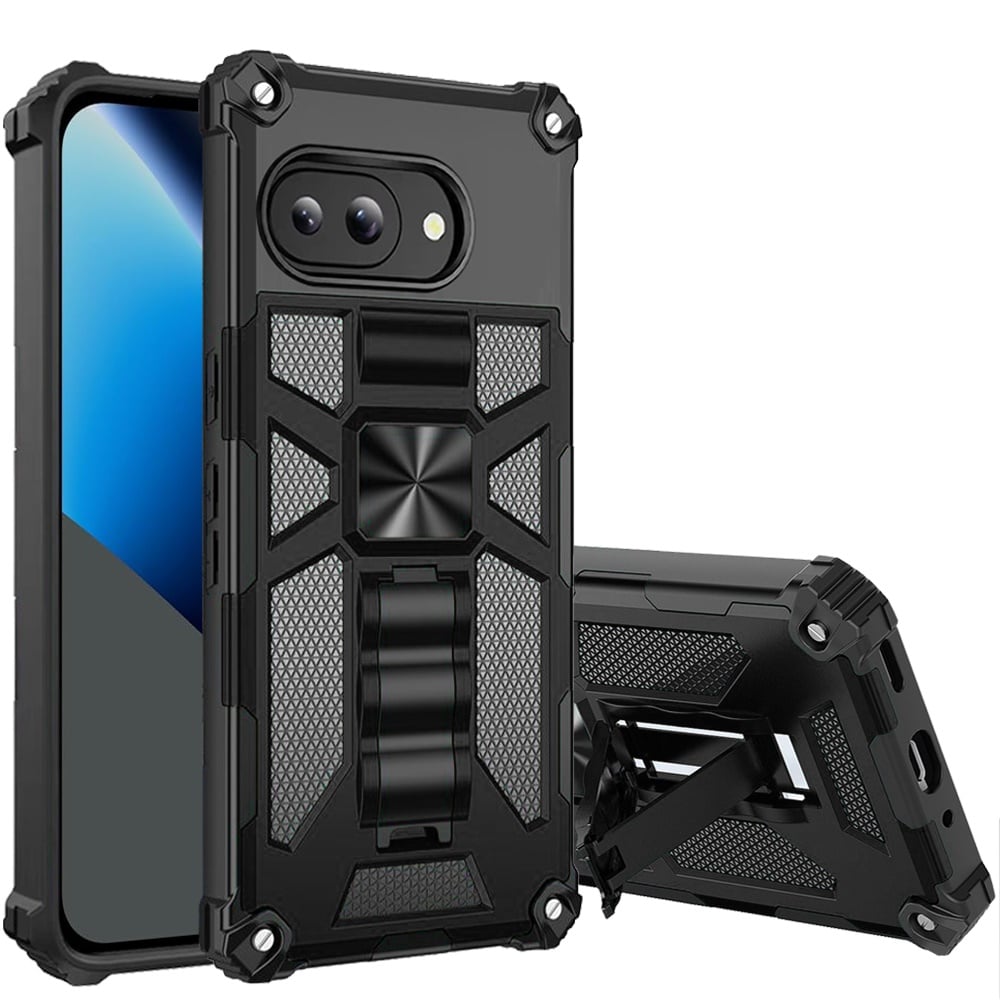 Phone Case for Google Pixel 10A Hiden Kickstand Shockproof Rugged Armor Grip Hybrid Heavy Duty Anti Slip Protective Durable Machine Style Cover