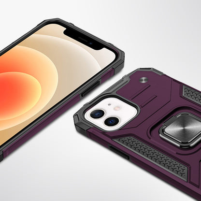 Phone Case for Apple iPhone 12 /12 Pro Magnetic Car Mount Hybrid Ring Stand Shockproof Rugged Grip Armor Heavy Duty Protective TPU Durable Cover Purple