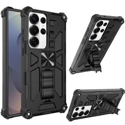 For Samsung Galaxy S25 Ultra Hybrid Shockproof [Military Grade] Rugged Protective with Magnetic Car Mount & Invisible Stand Case Cover Cosmic Orange