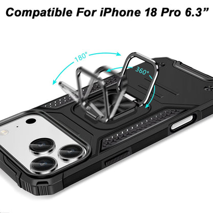 Phone Case for Apple iPhone 18 Pro Magnetic Car Mount Hybrid Ring Stand Shockproof Rugged Grip Armor Heavy Duty Protective TPU Durable Cover