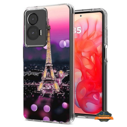 For Motorola Moto G 5G 2025 Hybrid Clear Frame with Trendy Pattern Design, Shockproof Hard Back & TPU Rubber Case Cover