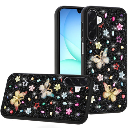 For Samsung Galaxy A17 5G Diamond Butterfly 3D Glitter Bling Design, Slim Hybrid Sparkle Protective Cover TPU for Women Girls Case Cover