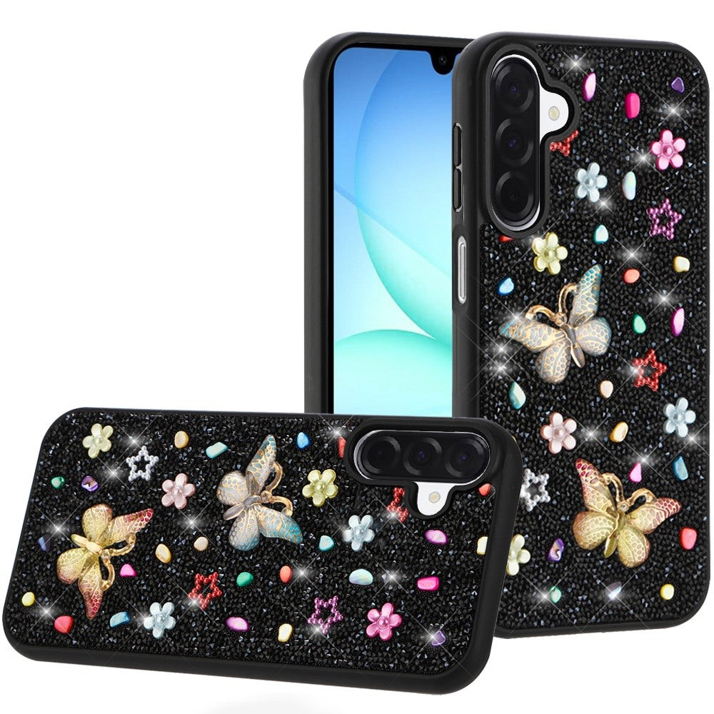 Phone Case for Galaxy A17 5G 3D Butterfly Diamond Bling Glitter Shockproof Stylish Protective Luxury Hybrid Sparkly Durable Grip Design Cover