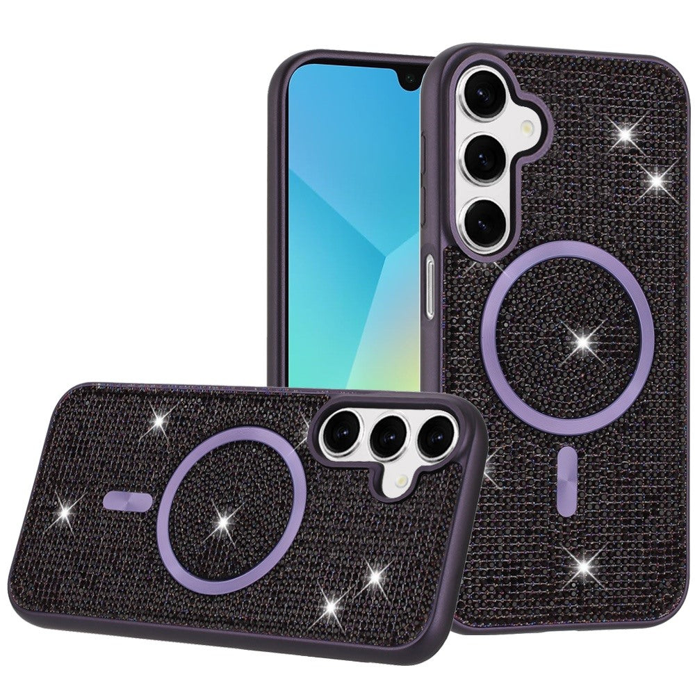 For Samsung Galaxy S25 EDGE Sparkly Diamond Bling Case Rhinestone Skin Hybrid with Magnetic Circle, MagSafe Compatible Case Cover