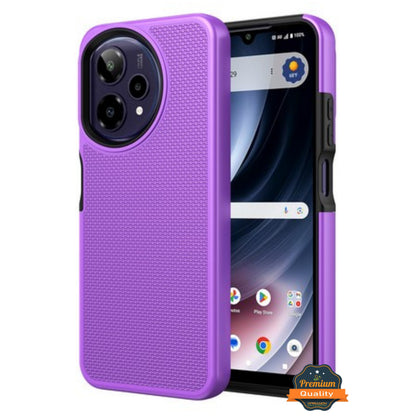 For AT&T Verge 2 Dual Layer Slim & Tough Hybrid Shockproof Heavy Duty Rubber TPU Matte with Textured Rugged Shell Protection Case Cover