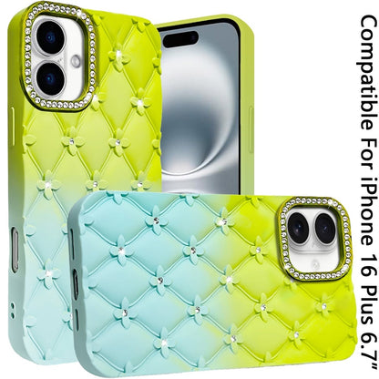 Phone Case for Apple iPhone 16 Plus Floral Glitter Shimmer Bling Hybrid Shockproof Anti Slip Thick TPU Protective Stylish Design Cover