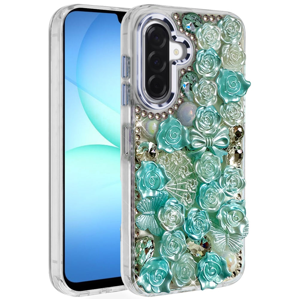 3D Flower Bling Rhinestone Glitter Cute Stylish Shockproof Protective Decorative Luxury Grip Stones Ornaments