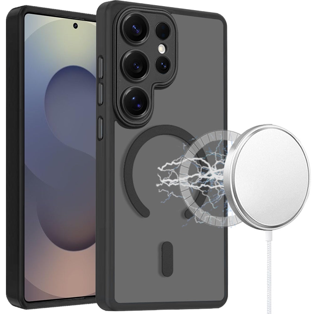 Matte Frosted Magnetic Back Hybrid Hard PC Soft TPU Camera Protection Slim Shock Absorbing Anti Fingerprint