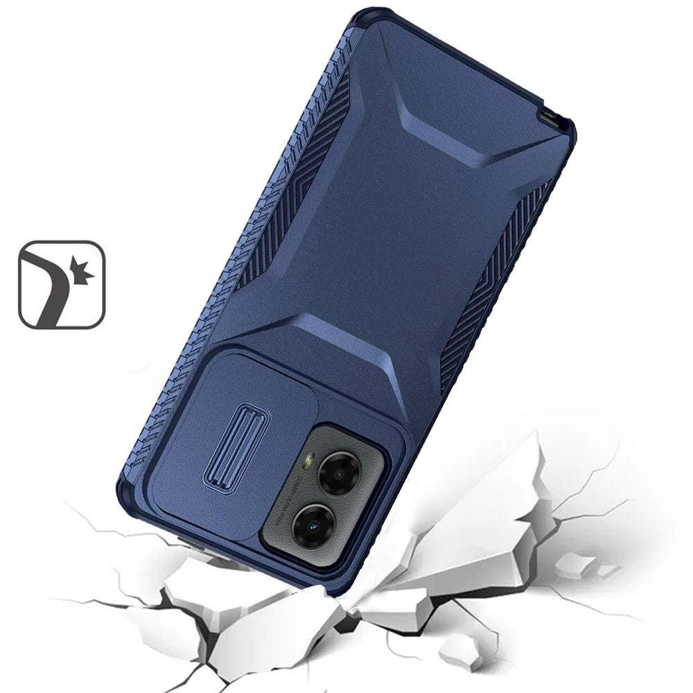 Phone Case for Motorola Edge 2024 Shockproof Hybrid Rugged Grip Camera Window Guard Window Protective Heavy Duty Slim Textured Design Cover Blue