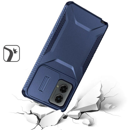 Phone Case for Motorola Edge 2024 Shockproof Hybrid Rugged Grip Camera Window Guard Window Protective Heavy Duty Slim Textured Design Cover Blue