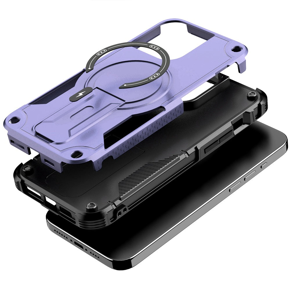 Phone Case for Apple iPhone 15 Pro Max Magnetic Kickstand Rugged Shockproof Armor Grip Anti Slip Heavy Duty Protective Matte Stand Hybrid Cover Purple