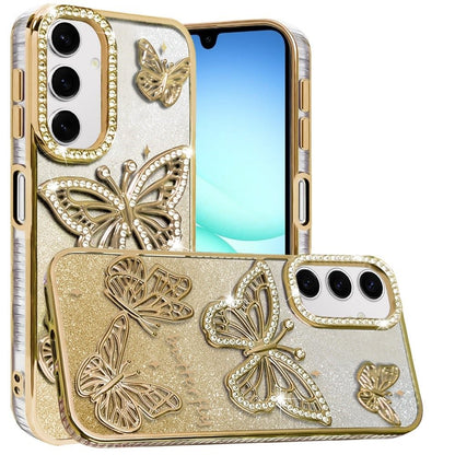 Phone Case for Samsung Galaxy A17 5G Butterfly Freedom Shimmer Glitter Thick TPU Shockproof Anti Slip Durable Protective Design Cover