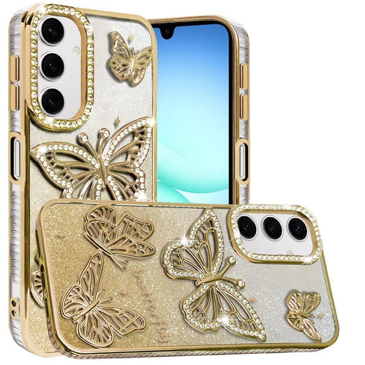 Phone Case for Samsung Galaxy A17 5G Butterfly Freedom Shimmer Glitter Thick TPU Shockproof Anti Slip Durable Protective Design Cover
