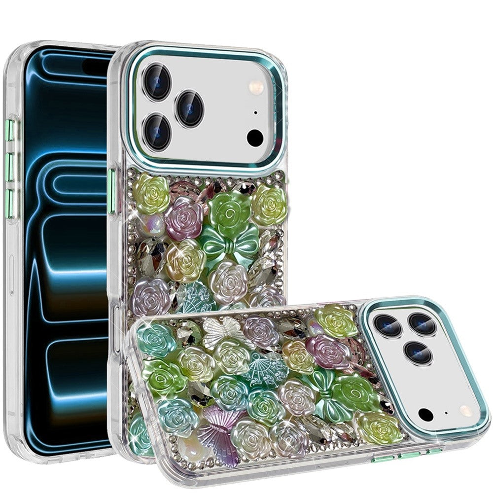 Phone Case for Apple iPhone 18 Pro Max 3D Flower Bling Rhinestone Glitter Cute Stylish Shockproof Protective Decorative Luxury Grip Stones Ornaments Cover