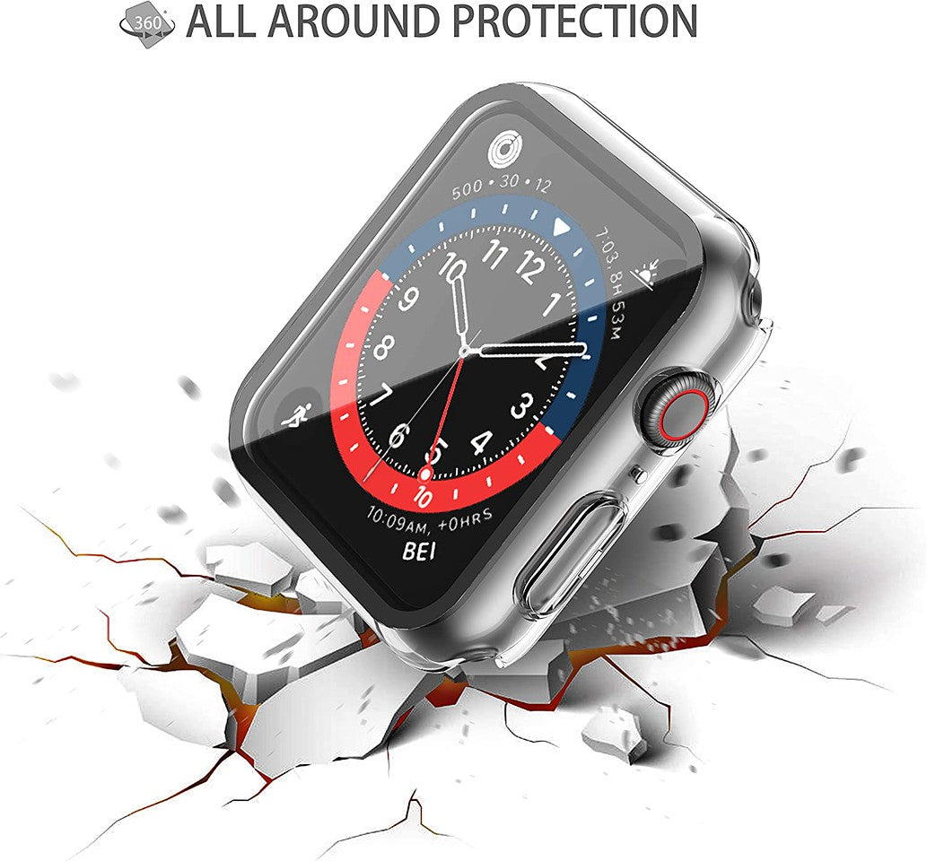 For Apple Watch Size 42mm Slim Hard PC Bumper, Clear Touch Full Coverage with Built in Tempered Glass Screen Protector Case Cover Clear