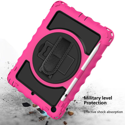 Tablet Case for Apple iPad 9th 8th 7th Gen (10.2 inch) 360 Rotating Hybrid Heavy Duty Kickstand Hand Strap Shoulder Strap Full Body Drop Protection Cover Pink