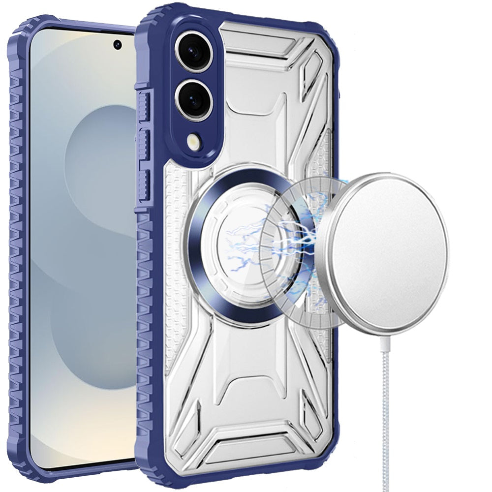 For Samsung Galaxy S25 EDGE MagSafe Compatible Pattern Clear Transparent Rugged Hybrid Magnetic TPU Shockproof Armor Case Cover