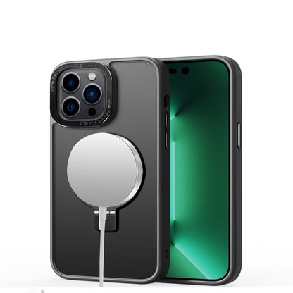 For Apple iPhone 16e Magnetic Metal Matte with Built-in MagSafe Stand, Hybrid Shockproof Armor, TPU Frame Case Cover