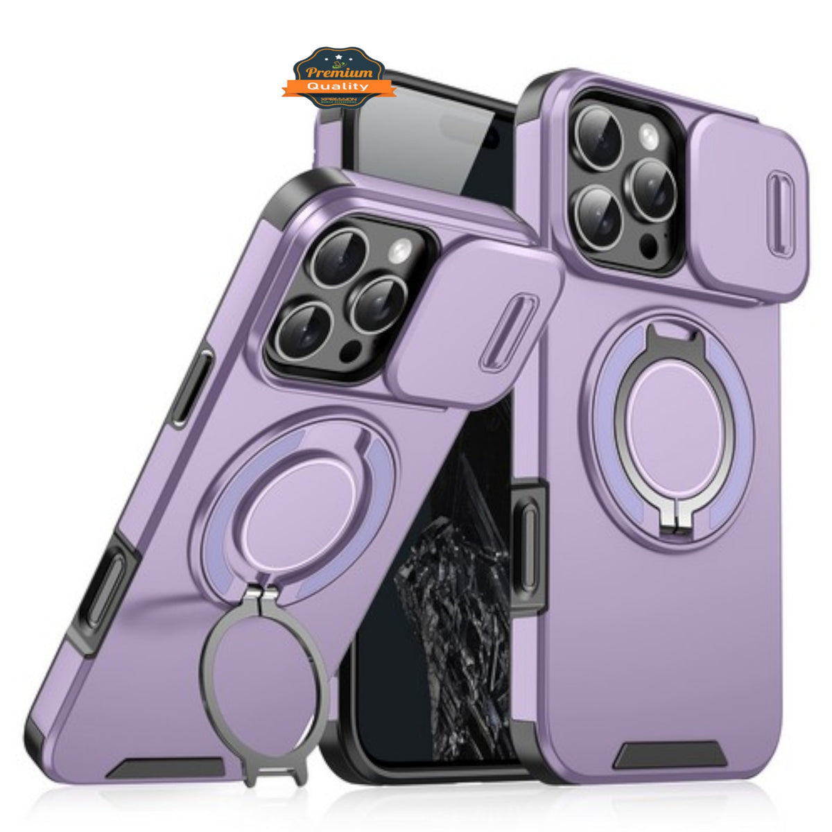 For Apple iPhone 17 Pro Max Hybrid Case with 360° Magnetic Ring Stand, Camera Slide Protector & Compatible with MagSafe Case Cover