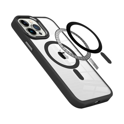 For Apple iPhone 16 Pro (6.3") Magnetic Case with Built in Magnets Compatible with MagSafe, Transparent Slim Hybrid Frame Bumper Case Cover Clear