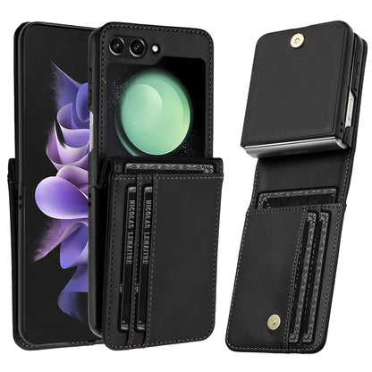 For Samsung Galaxy Z Fold 7 Wallet Case PU Leather Back Storage with Card ID Slot, Pocket Holder, Hybrid Protective Case Cover Black