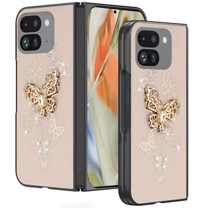 For Google Pixel 10 Pro Fold Diamonds 3D Fashion Bling Sparkly Glitter Ornaments Engraving Hybrid with Ring Stand Case Cover
