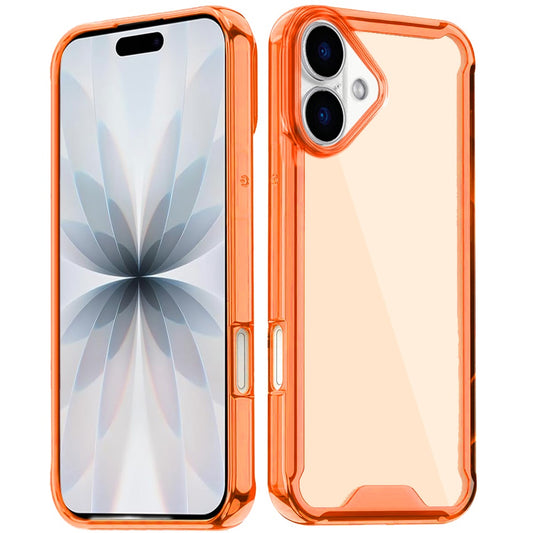 For Apple iPhone 17 Clear Colored Shockproof Transparent Hard PC + Rubber TPU Hybrid Bumper Shell Slim Protective Case Cover Cosmic Orange