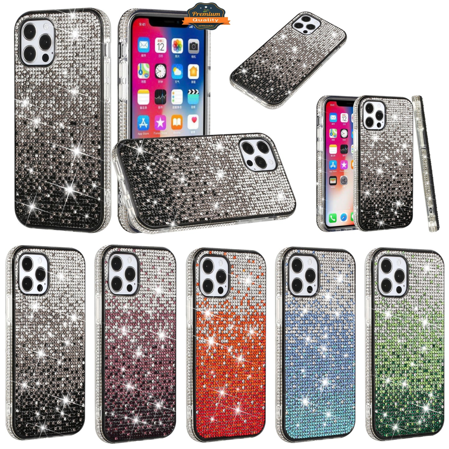 For Samsung Galaxy S25 /S24 Glitter Bling, UltraThin TPU Sparkle Diamond Rhinestone Shiny Full Crystal Stones Back Case Cover