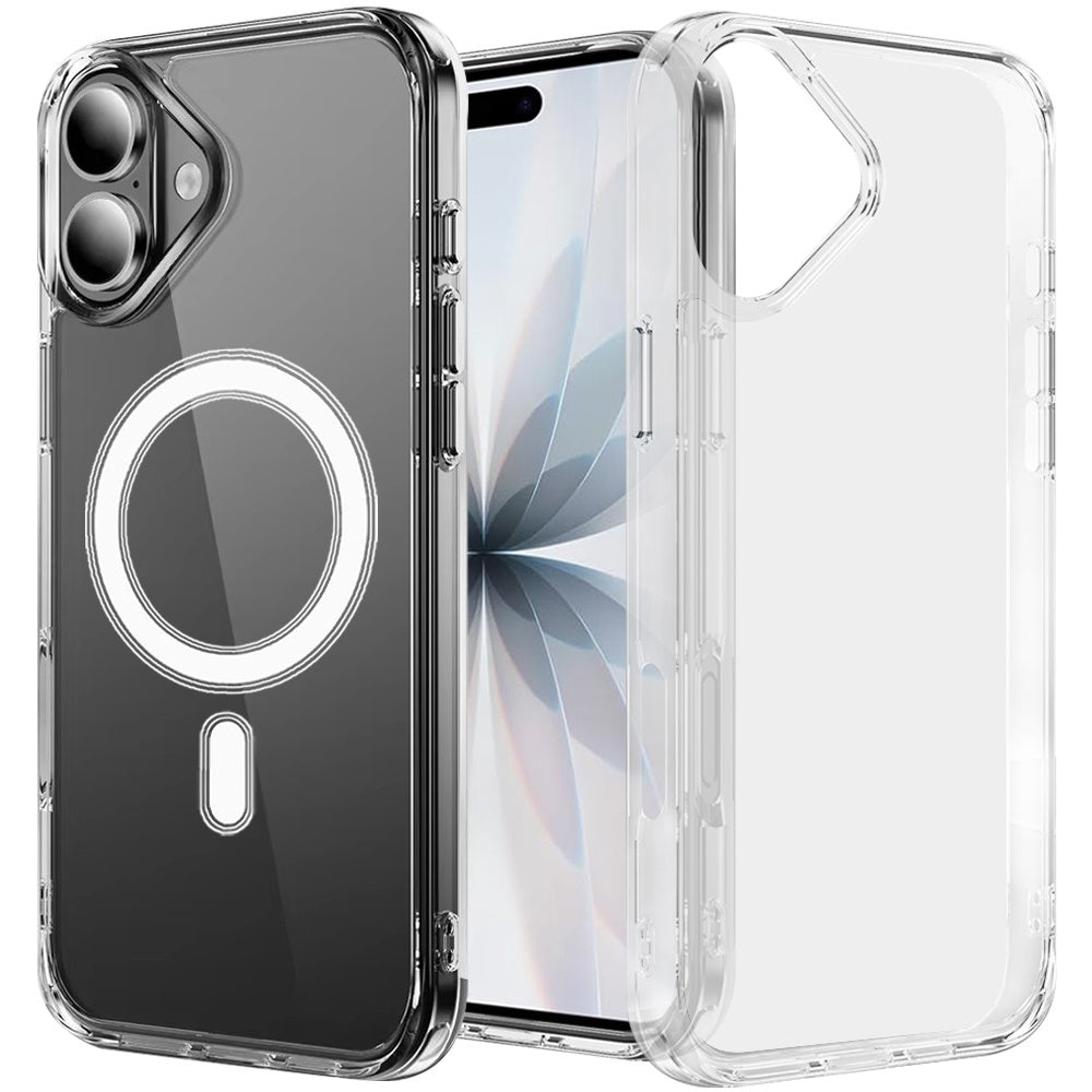 For Apple iPhone 17 (6.3") Clear Magnetic Case with Built-in Magnets Compatible with MagSafe Slim Soft TPU Bumper Case Cover Clear