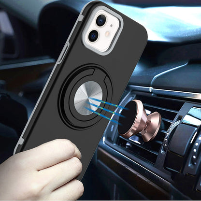 Metal Matte Hybrid with Invisible Rotational Ring Stand, Car Mount Friendly, Military Grade Slim Fit Sturdy