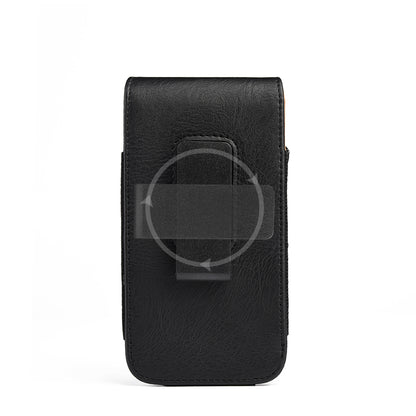 For Apple iPhone 16 Pro (6.3") Universal Vertical Leather Case Holster with Card Slot, Rotation Belt Clip & Magnetic Closure Carrying Phone Pouch [Black]