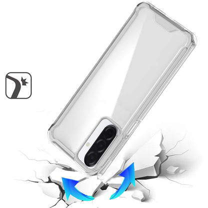 For Samsung Galaxy A17 5G Clear Colored Shockproof Transparent Hard PC + Rubber TPU Hybrid Bumper Shell Slim Protective Case Cover Clear+Clear