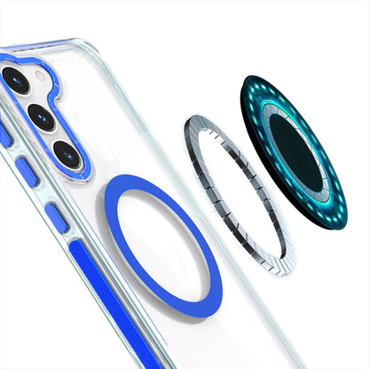 For Samsung Galaxy S22 Transparent back with Colorful Frame Strong Magnetic Circle [Compatible with Magsafe] Shockproof Case Cover