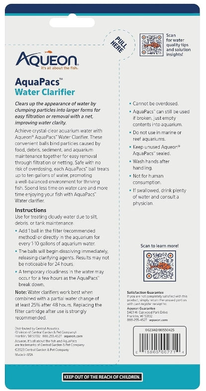 Aqueon AquaPacs Water Clarifier [Aquarium Supplies] 12 count