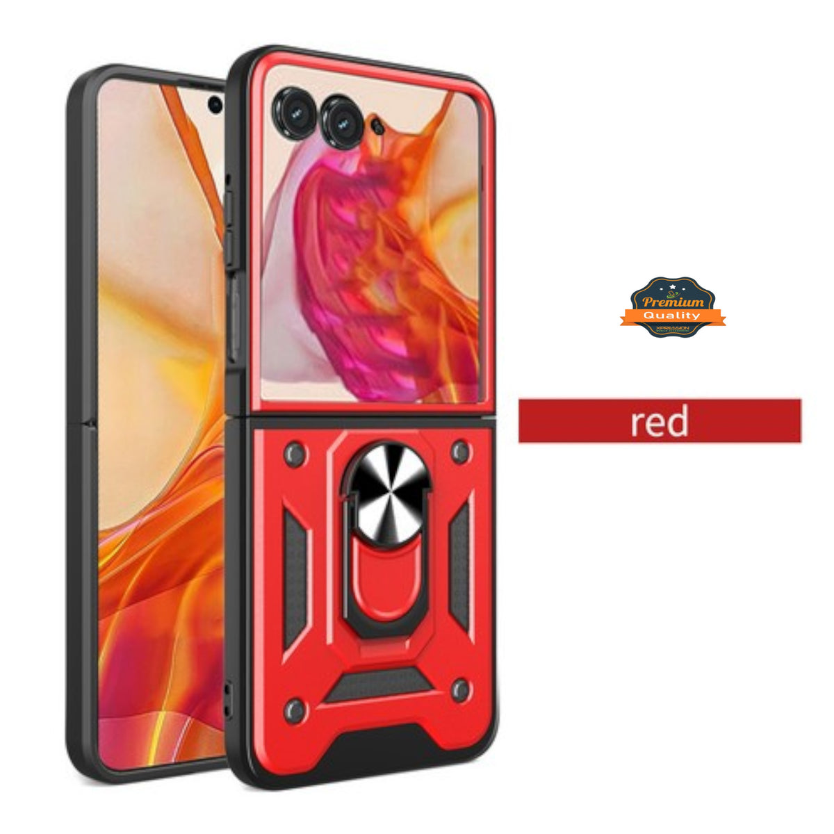 For Samsung Galaxy Z Flip 7 Shockproof Hybrid Dual Layer PC + TPU with Metal Ring Kickstand Heavy Duty Armor Shell Case Cover