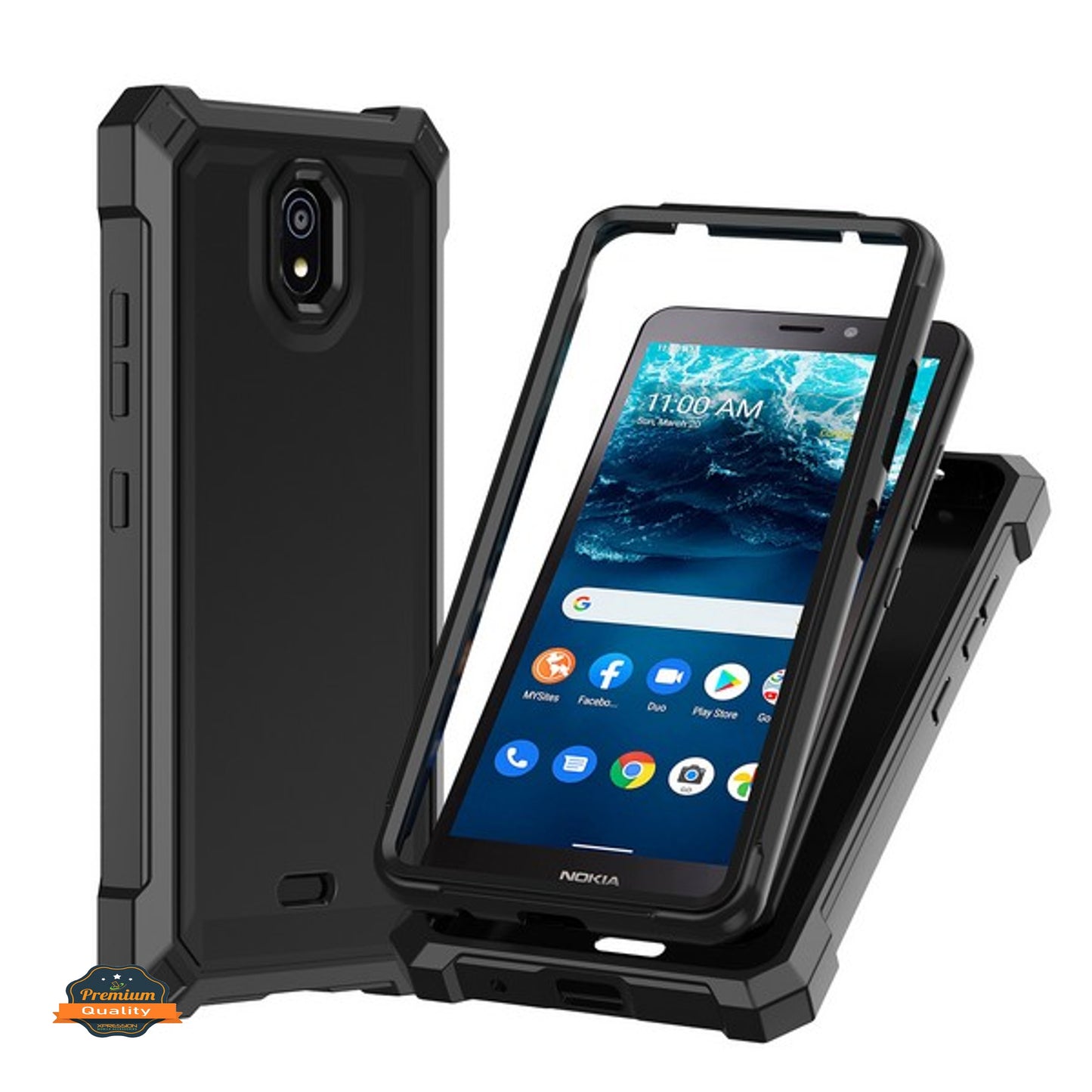 For TCL 60 XE NXTPAPER Full-Body Dual Layer Hybrid Case Slim, Drop-Proof TPU Hard PC, Durable Corner Front Bumper Protector Case Cover Black