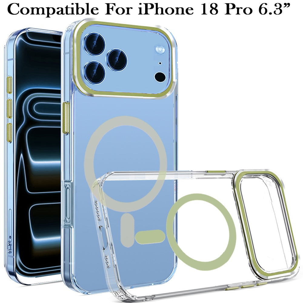 Phone Case for Apple iPhone 18 Pro Clear Transparent Magnetic Circle Slim Shockproof Durable TPU Hard PC Grip Hybrid Design Cover