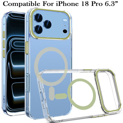 Phone Case for Apple iPhone 18 Pro Clear Transparent Magnetic Circle Slim Shockproof Durable TPU Hard PC Grip Hybrid Design Cover