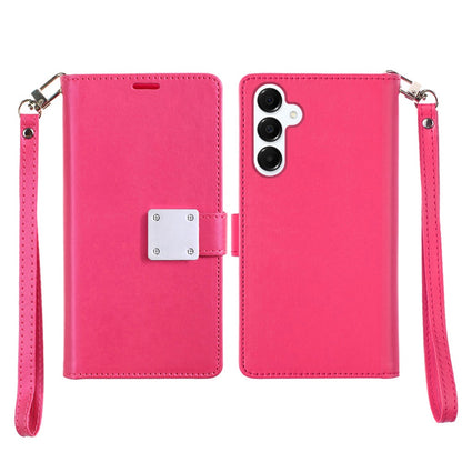 For Samsung Galaxy A17 5G Wallet Case with ID/ Card Holder, Wristlet Strap, Magnetic TPU Protective Shockproof Folio Flip Case Cover