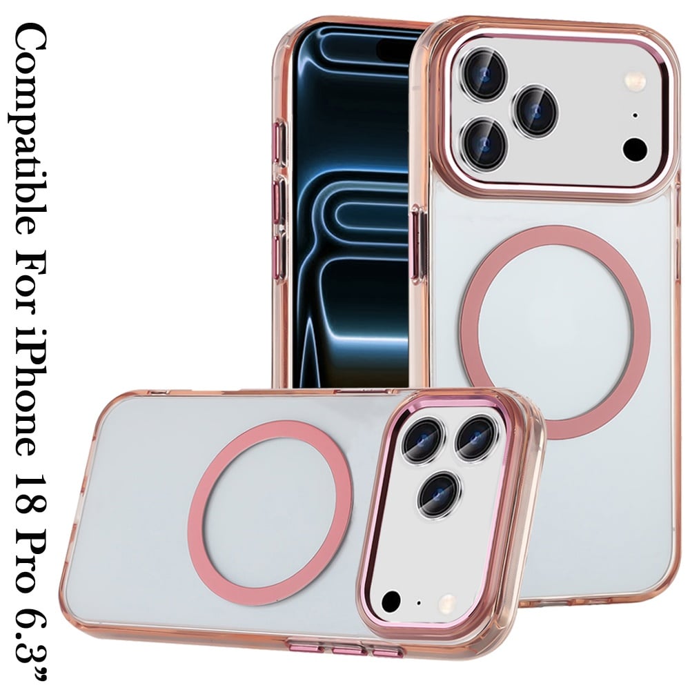 Phone Case for Apple iPhone 18 Pro Magnetic Clear Acrylic Metal Button Camera Guard Shockproof Transparent Slim Grip Premium Hybrid Cover